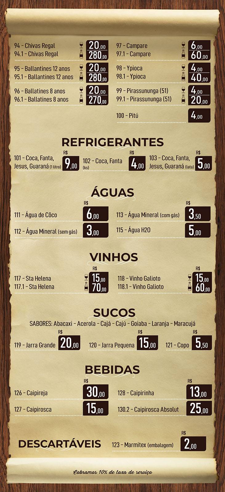 Restaurante Perfil Flutuante cardápio
