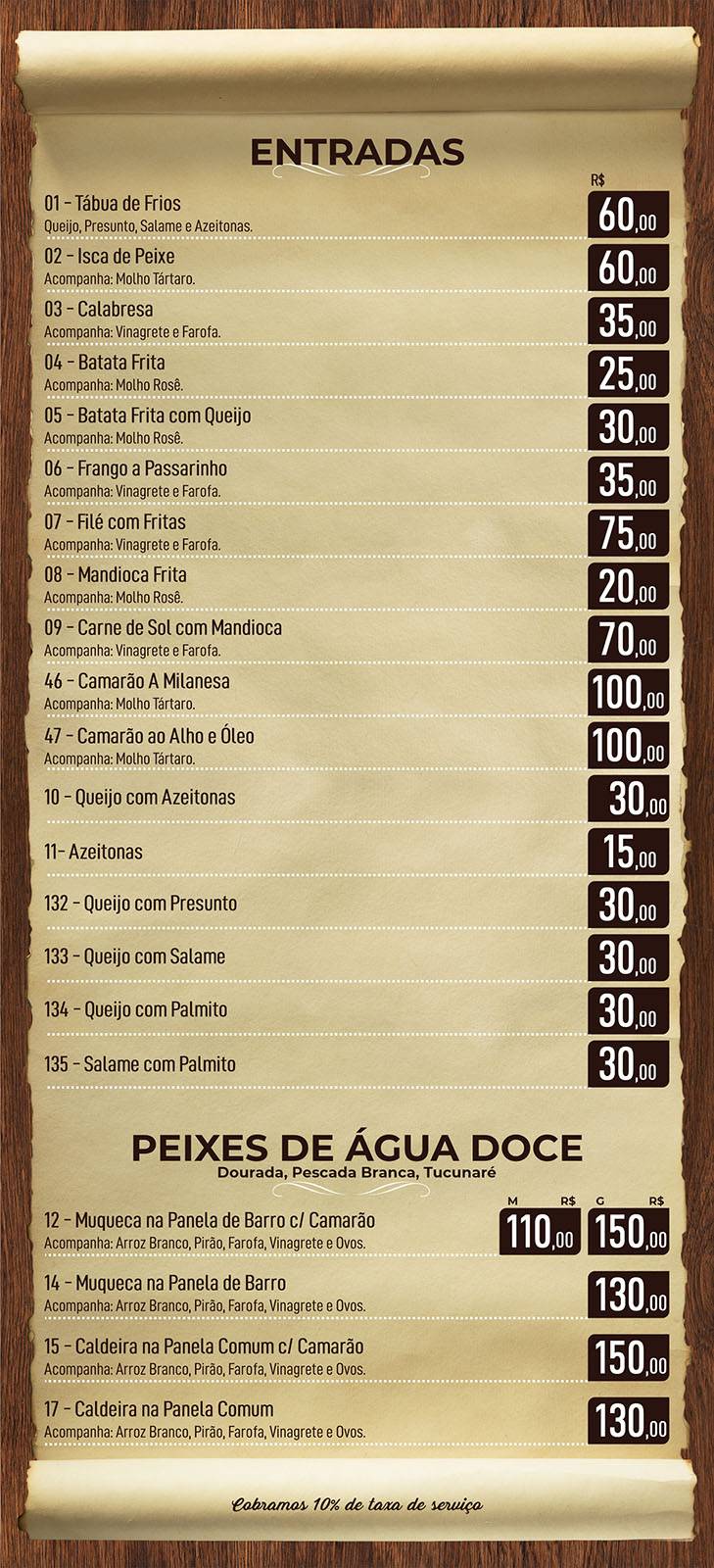 Restaurante Perfil Flutuante cardápio
