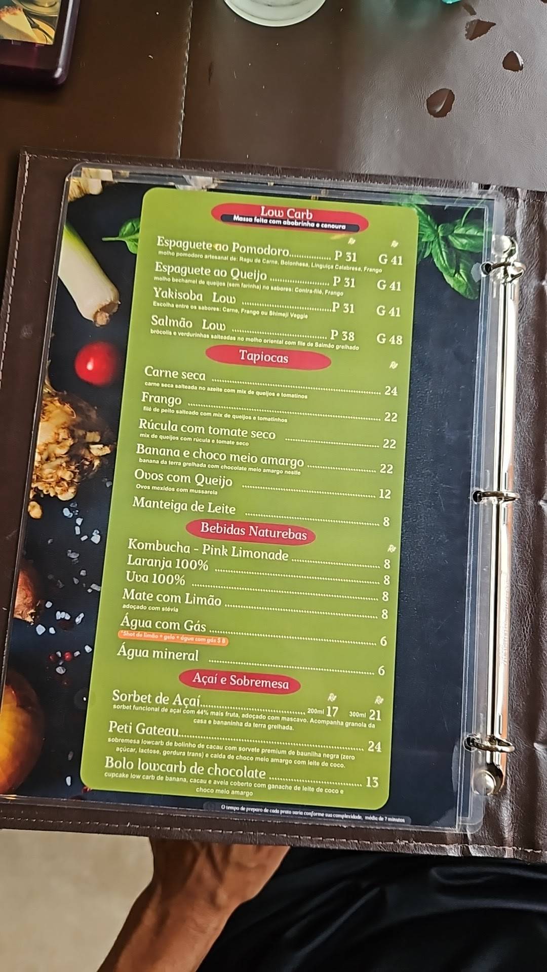 Por Você Saudável cardápio