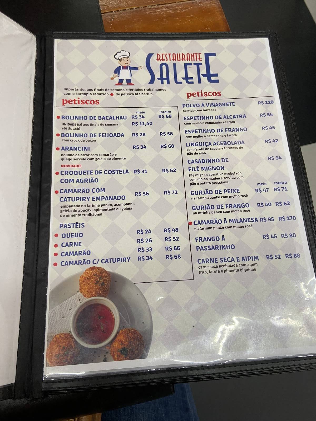 Restaurante Salete cardápio