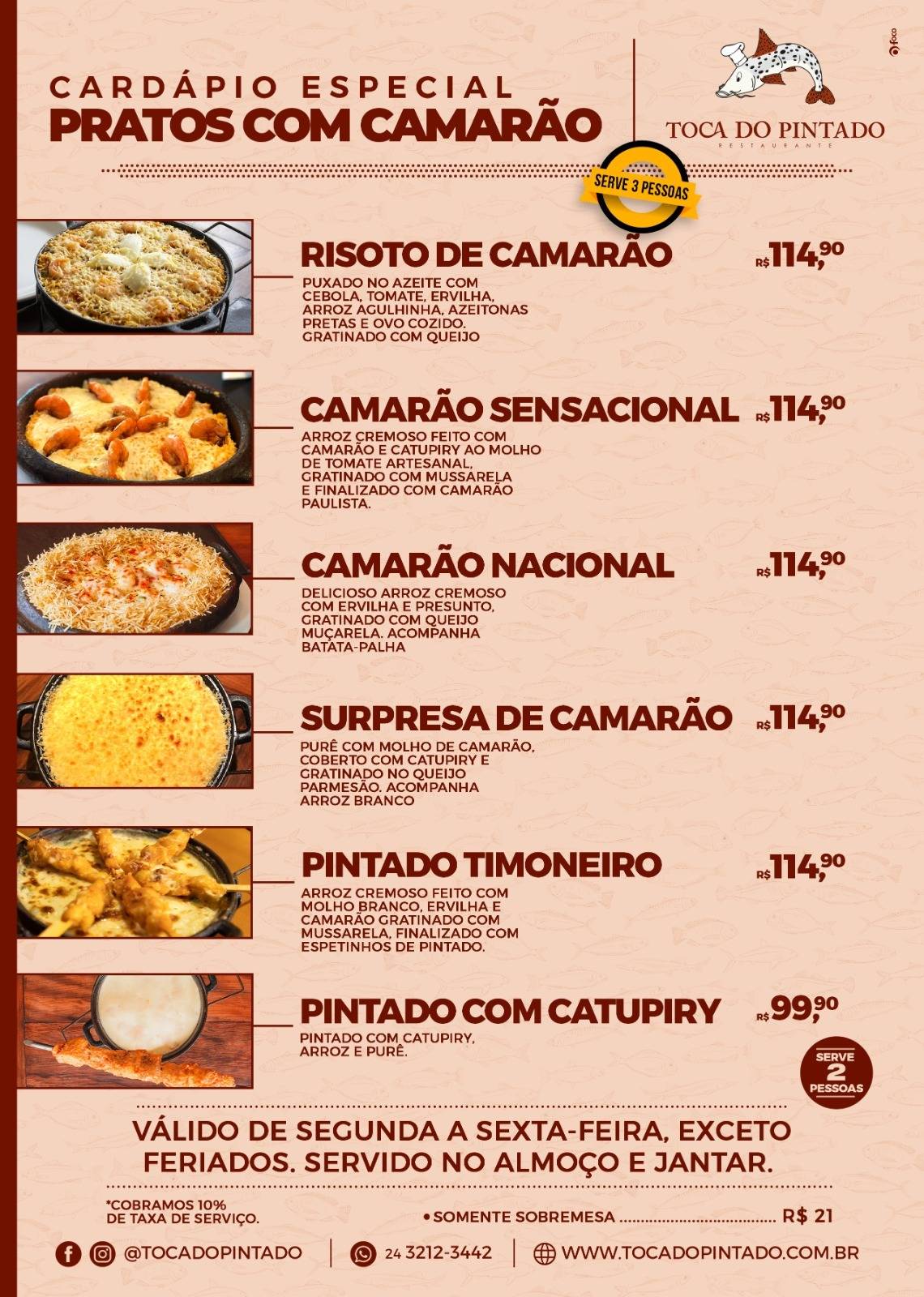 Restaurante Toca do Pintado cardápio