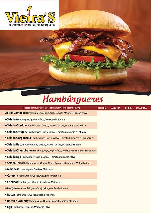 Restaurante Vieiras cardápio