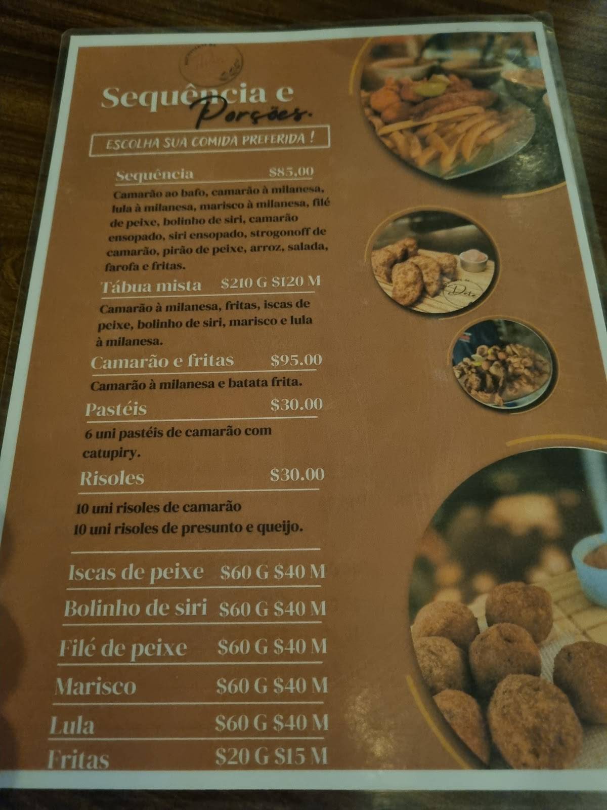 Restaurante da Dete cardápio