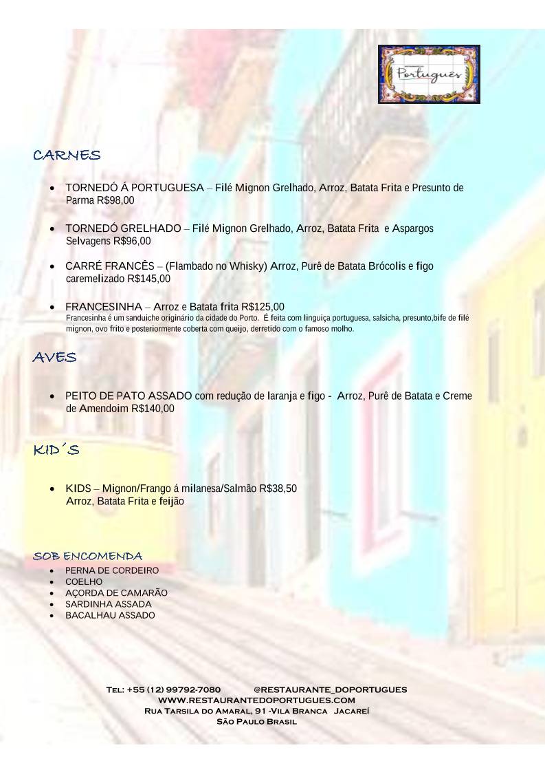 Restaurante Do Português cardápio