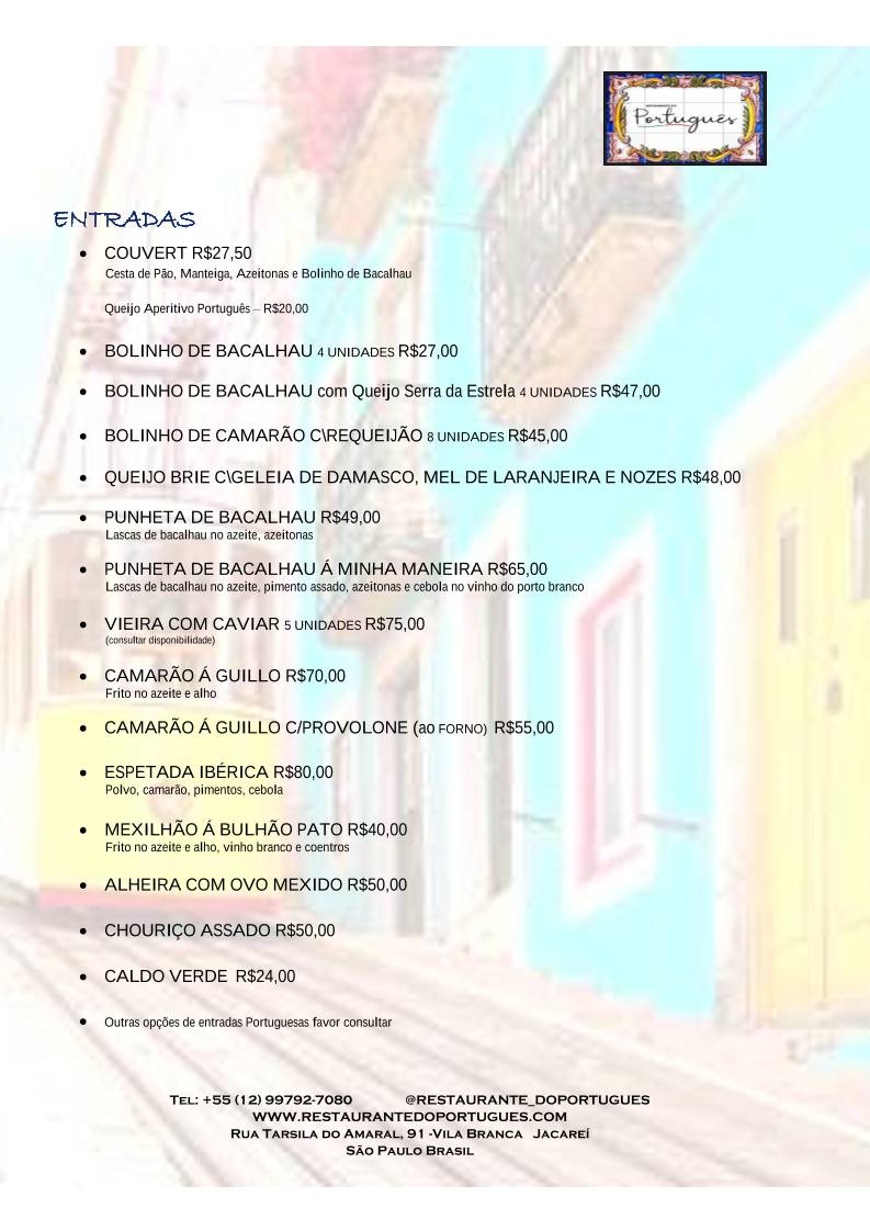 Restaurante Do Português cardápio