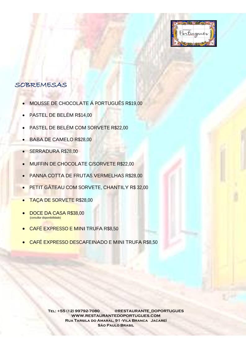 Restaurante Do Português cardápio