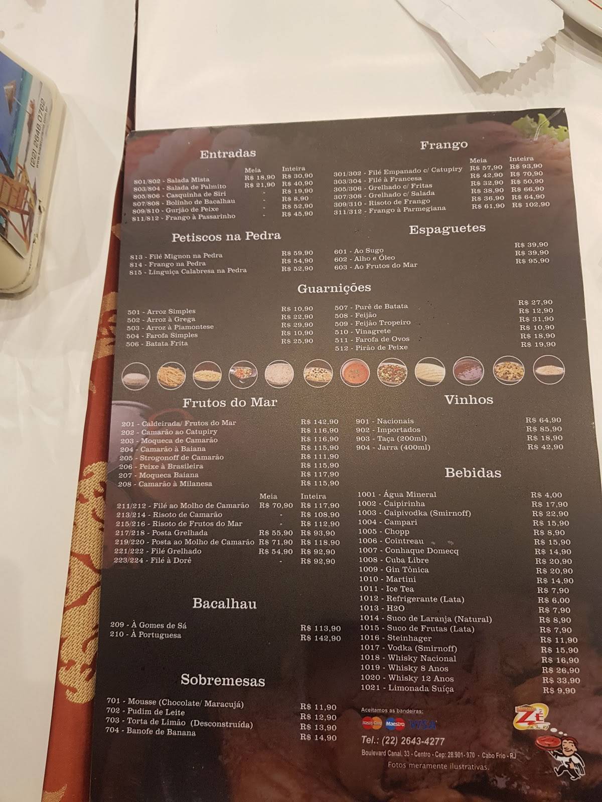Menu em Zé da Picanha churrascaria, Cabo Frio