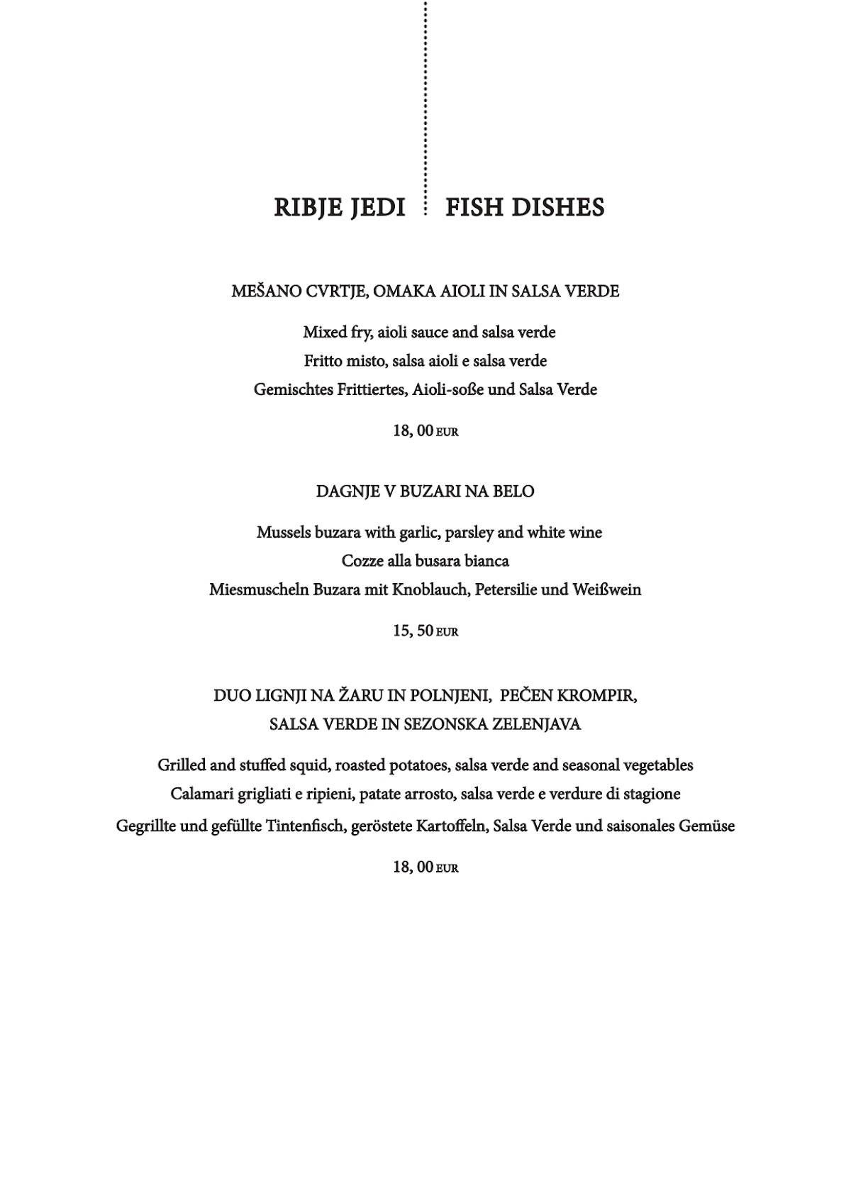 Menu di Restavracija Letni vrt 