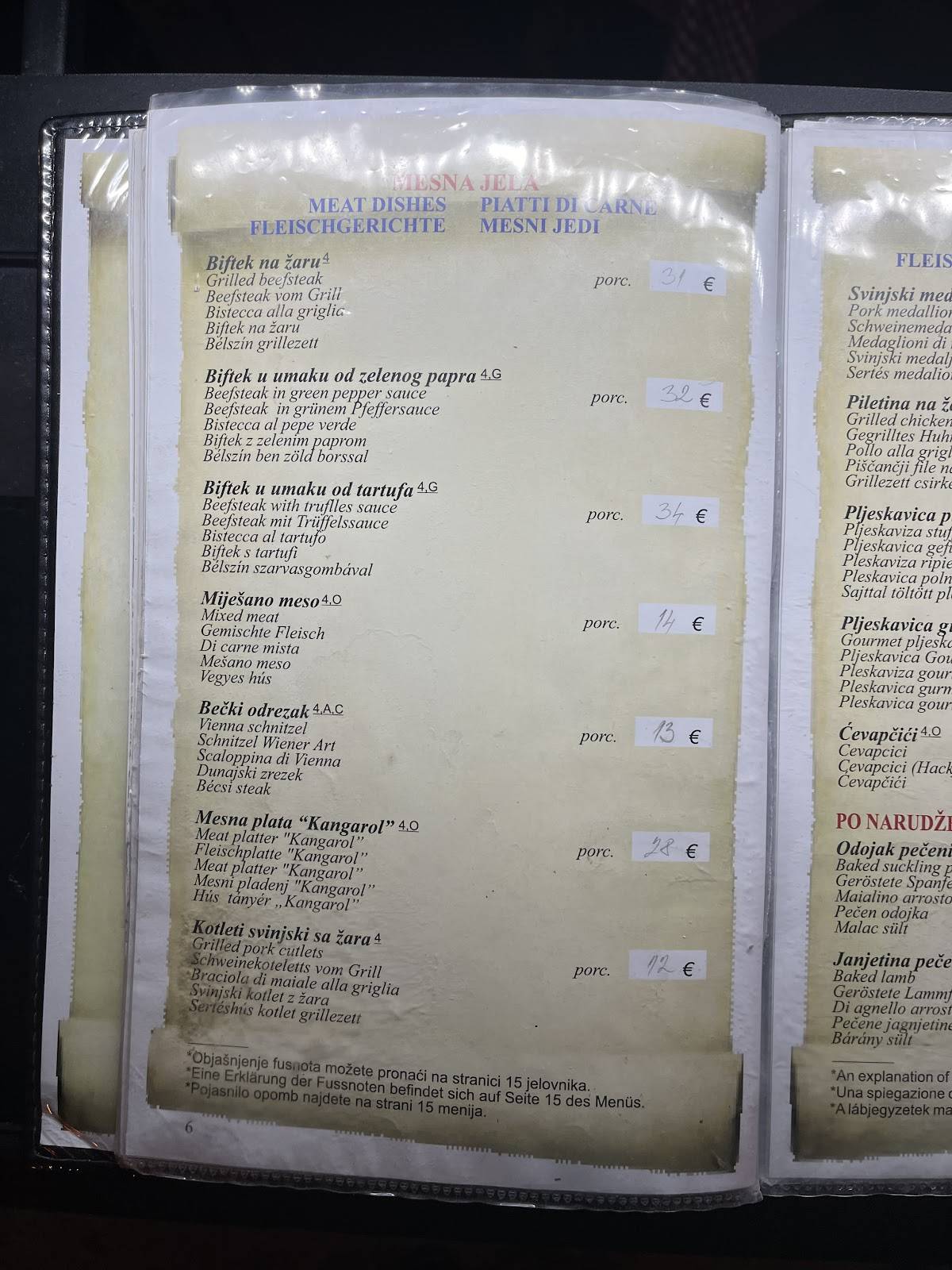Menu di Restoran Kangarol 