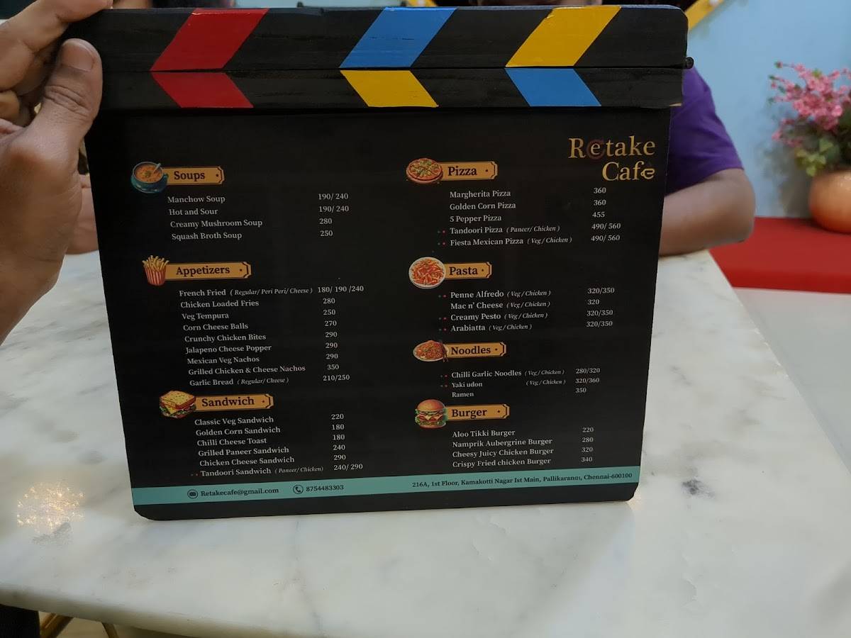Retake Cafe menu