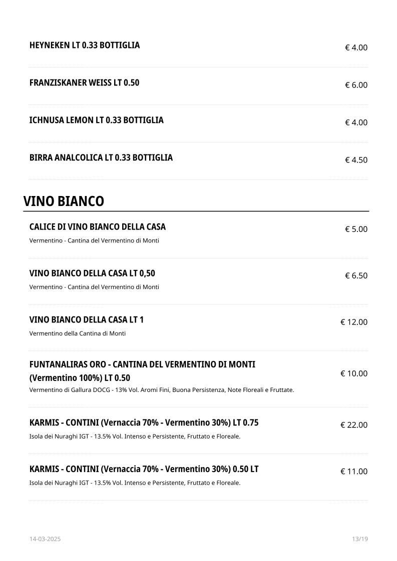 Menu di Retrò Pizzeria Olbia 
