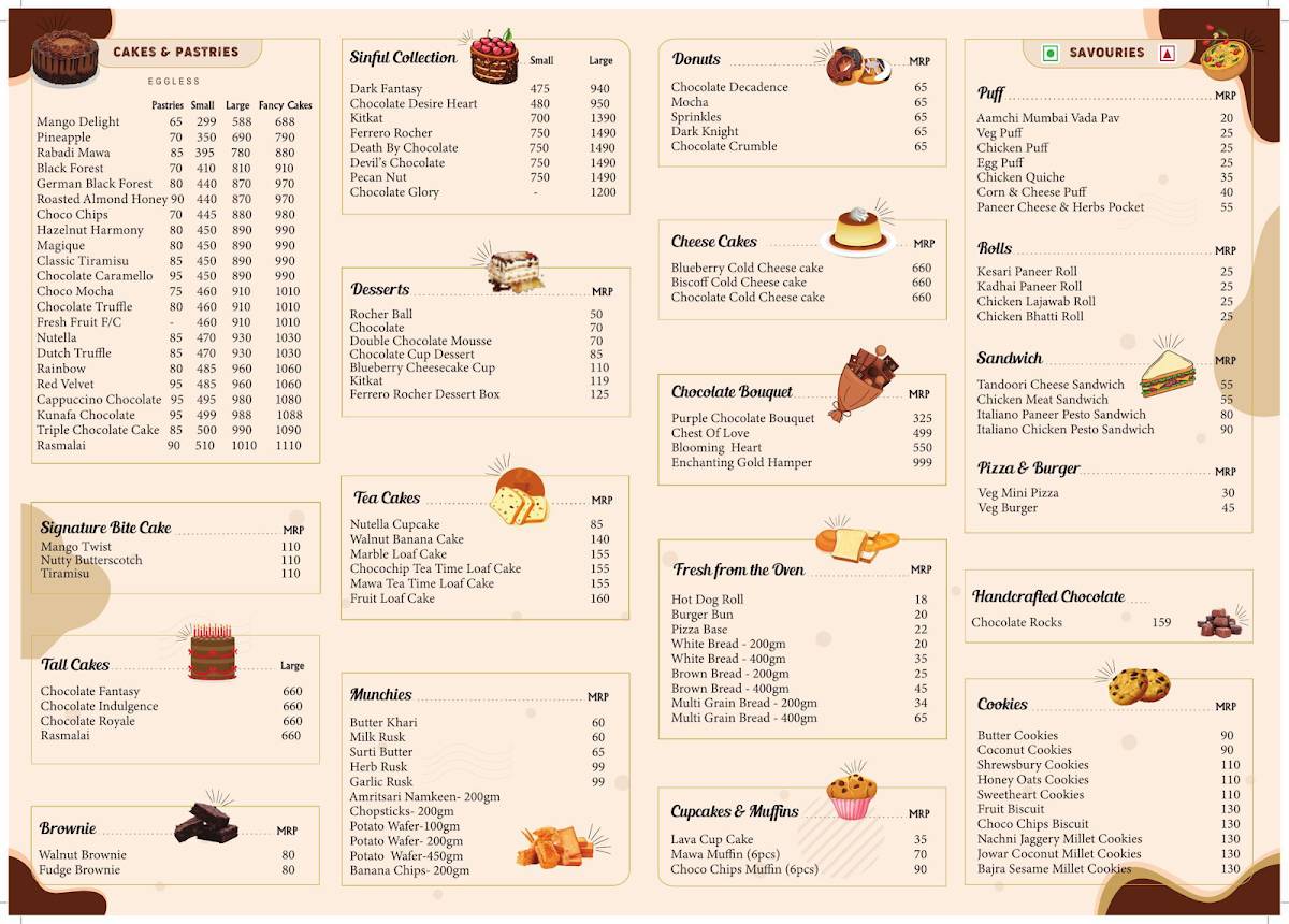 Ribbons and Balloons - The Cake Shop menu