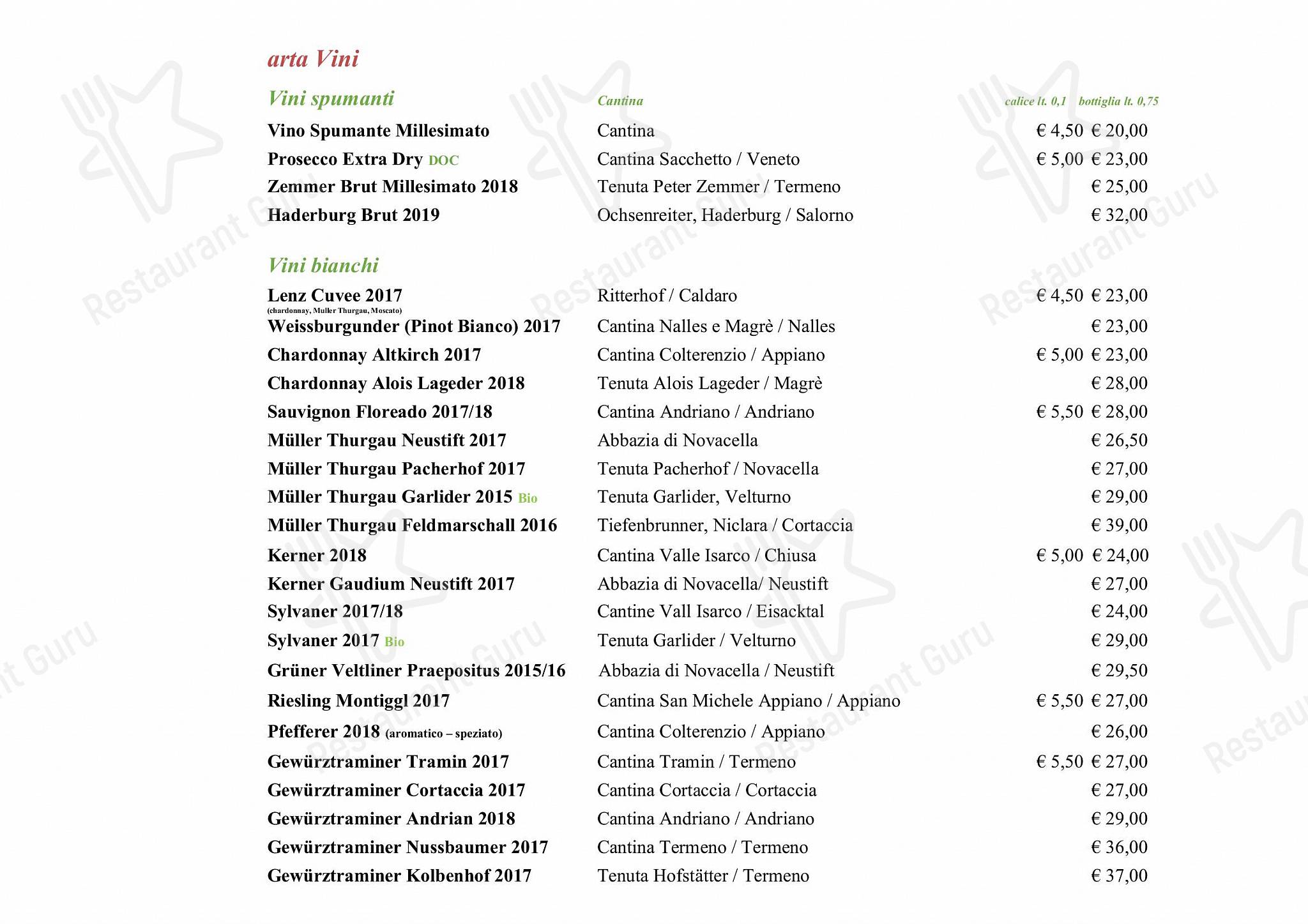 Menu bar per Ristorante Rifugio, Milano in Milano