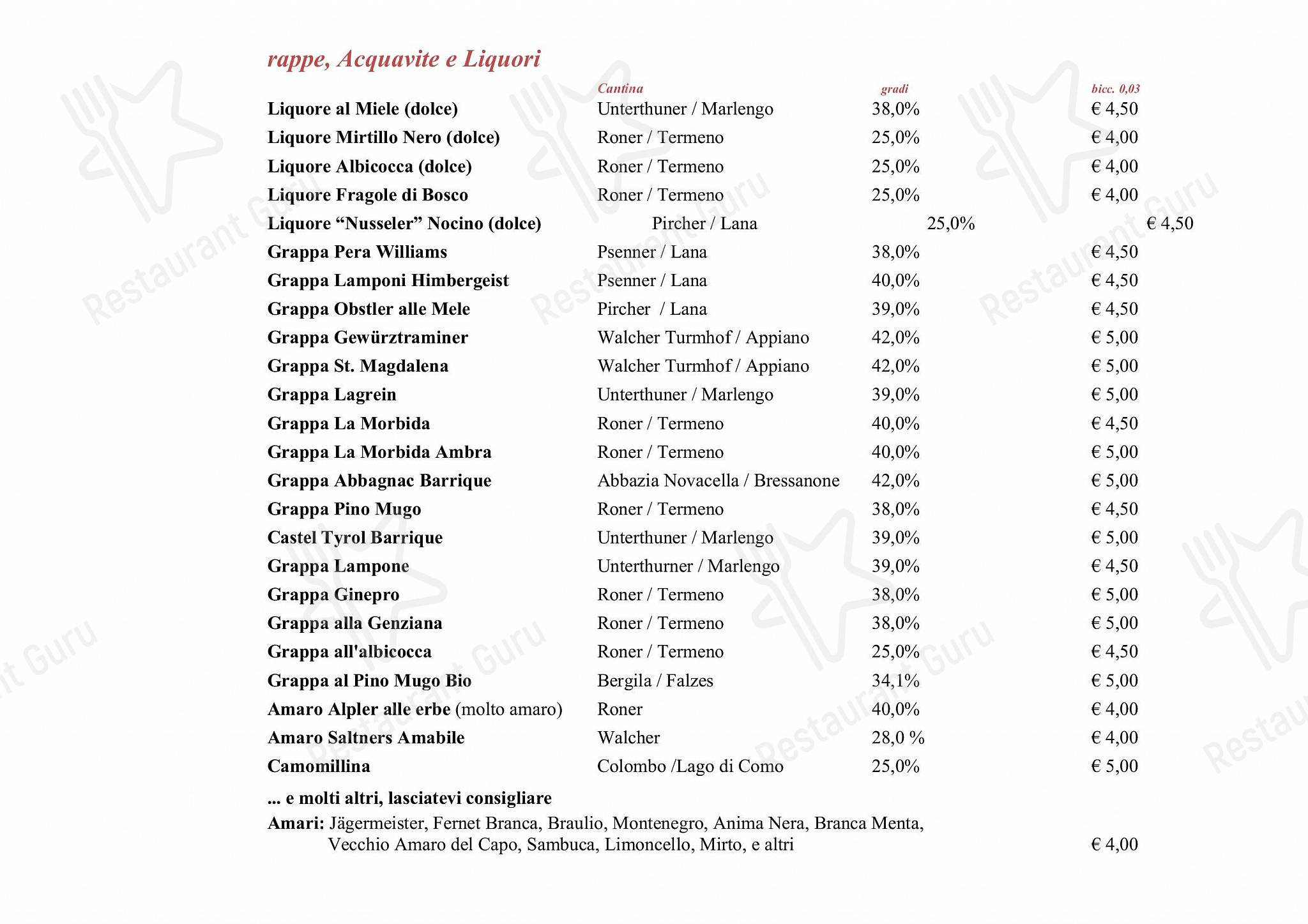Ristorante Rifugio, Milano in Milano - Menu bar