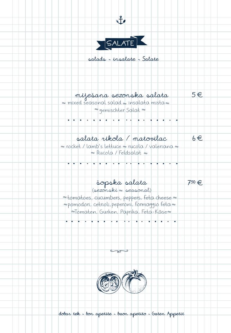 Menu di Bistro Mornar 