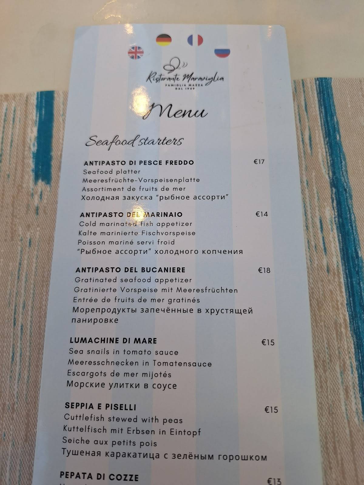Menu di Maraviglia 
