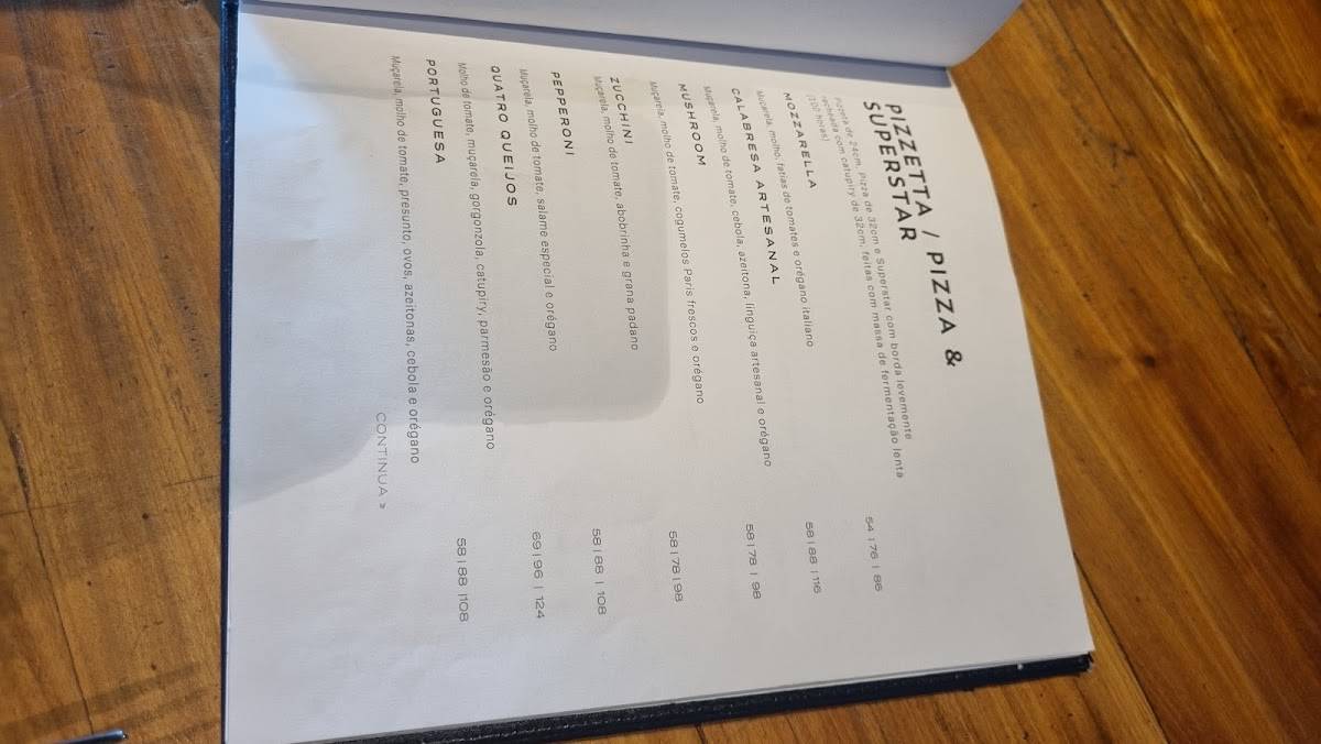 Nolita cardápio