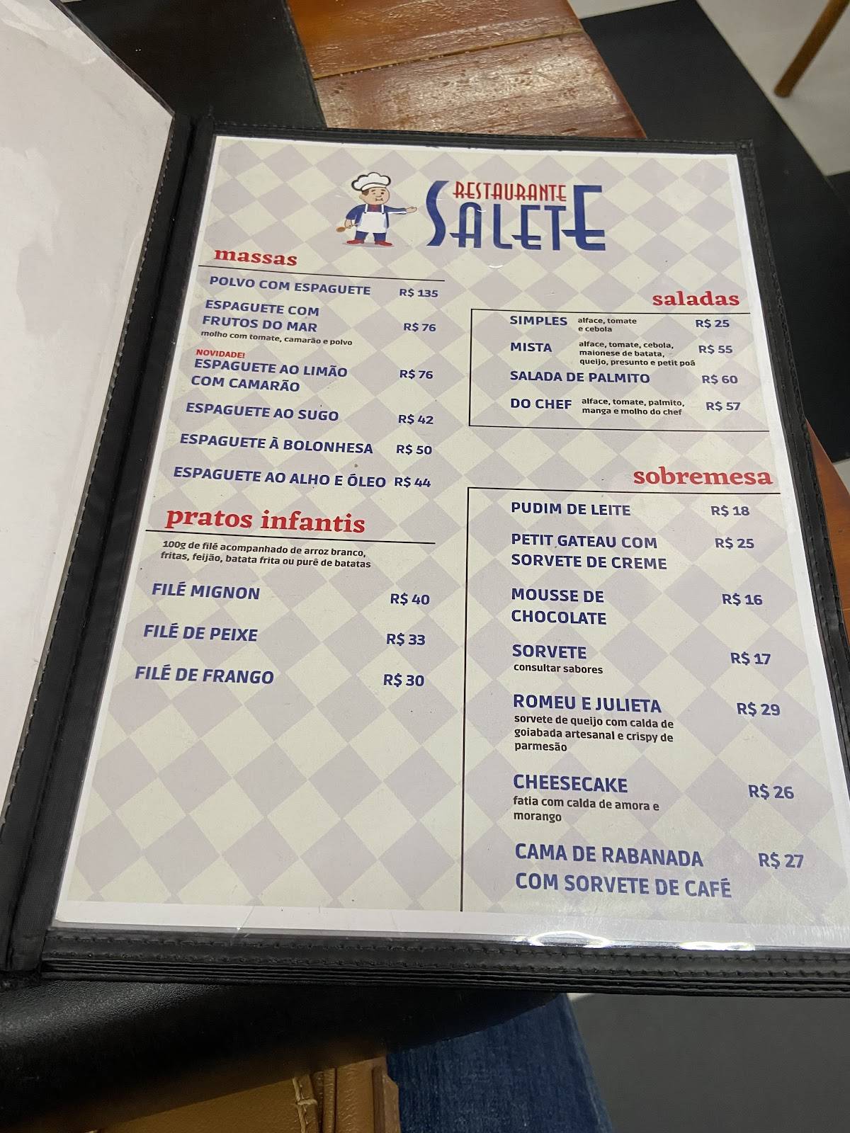 Restaurante Salete cardápio