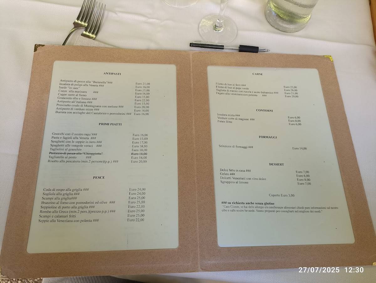 Menu di Al Giardinetto da Severino 