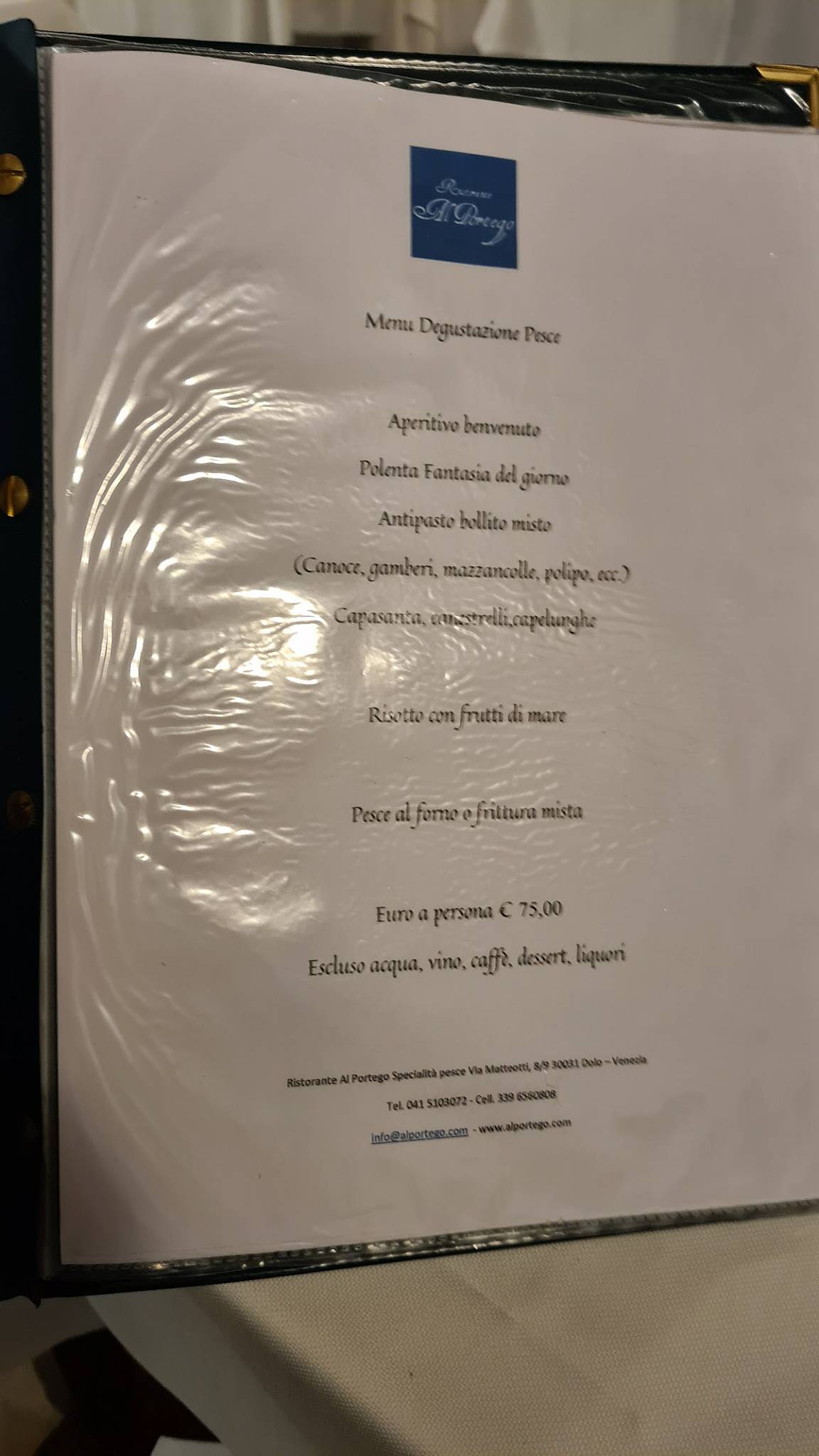Menu di Ristorante Al Portego di Masato Silvio 