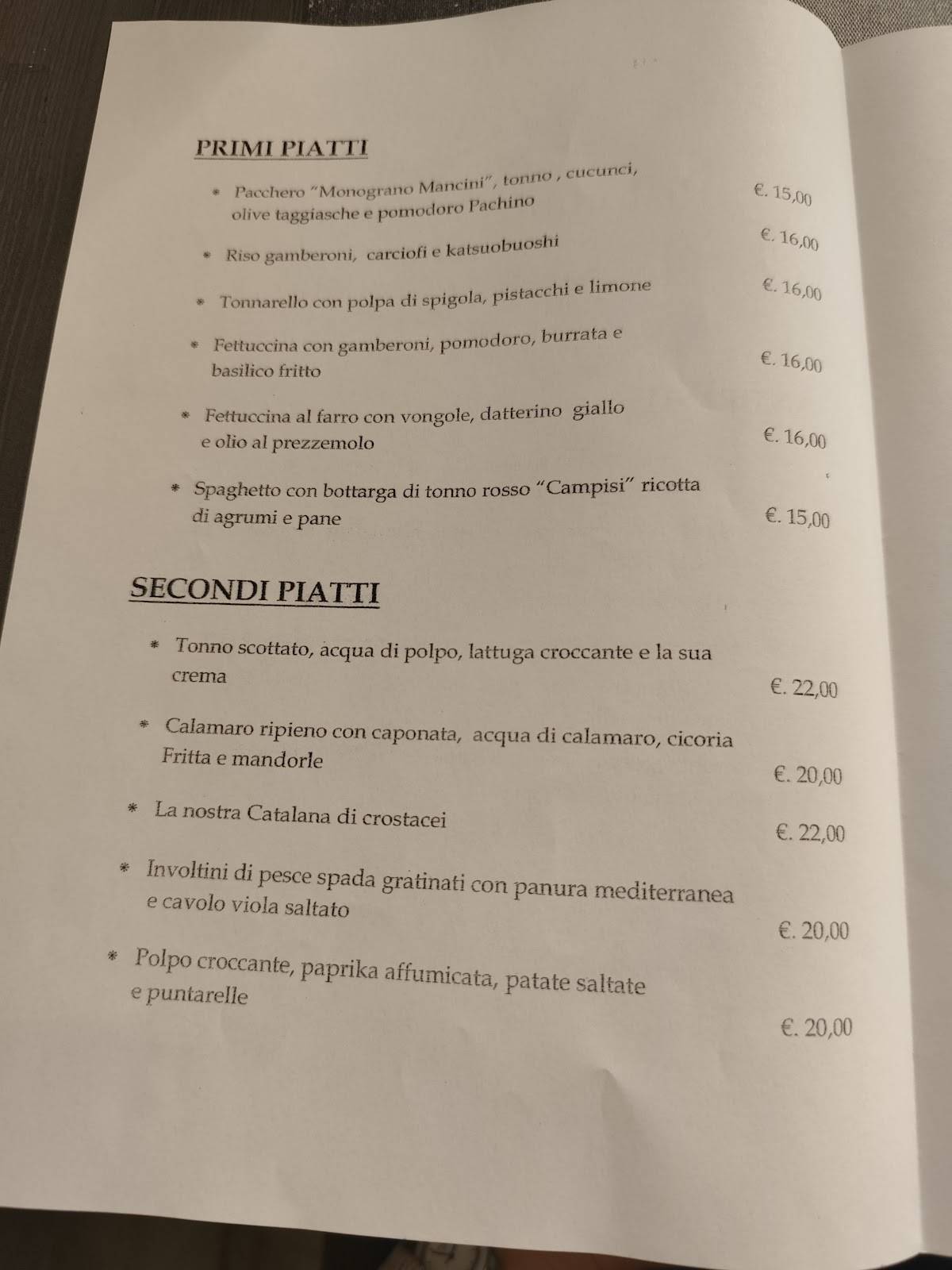 Menu di Ristorante Campisi 