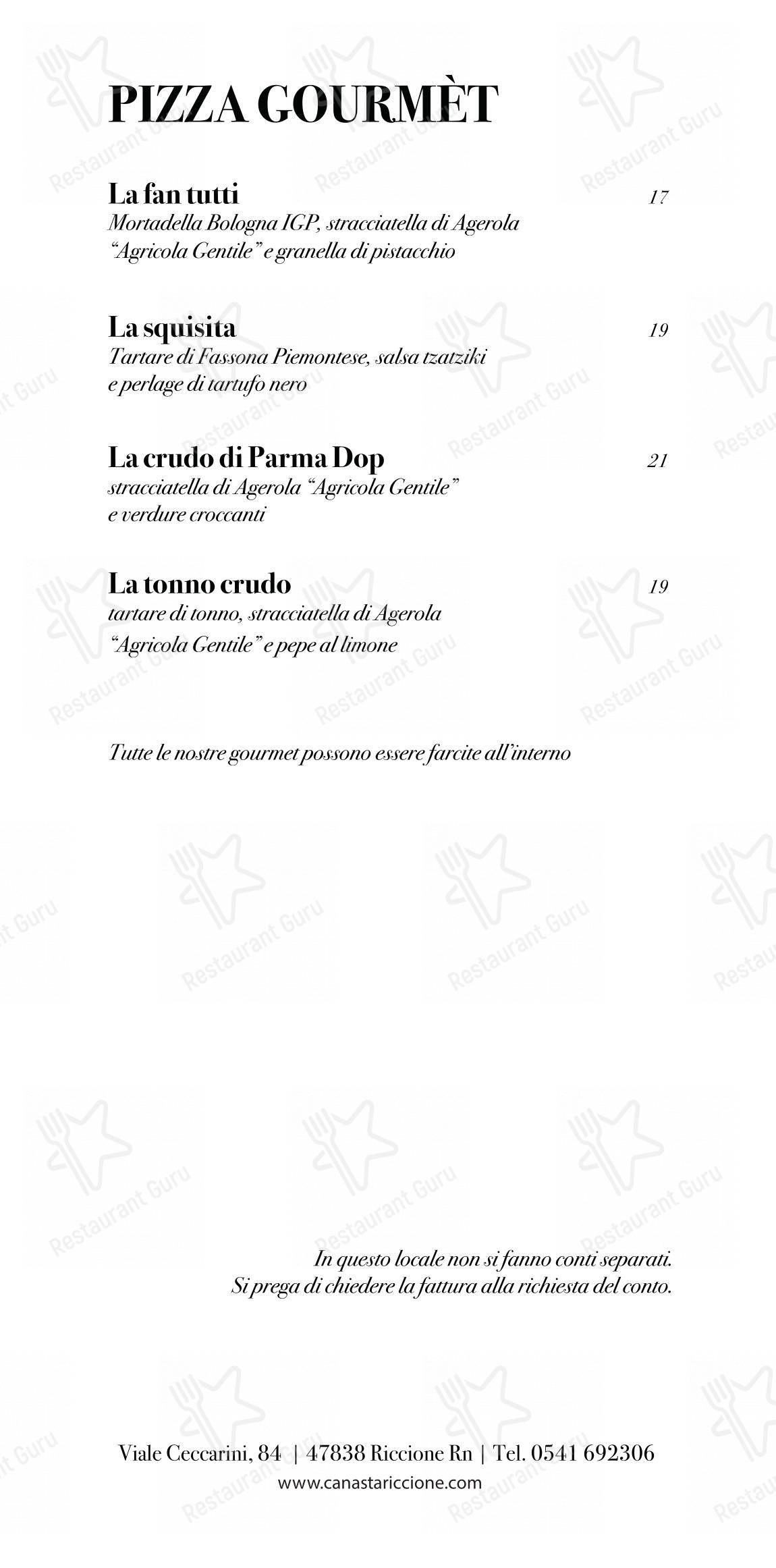 Основное меню per Ristorante Canasta Riccione in Riccione