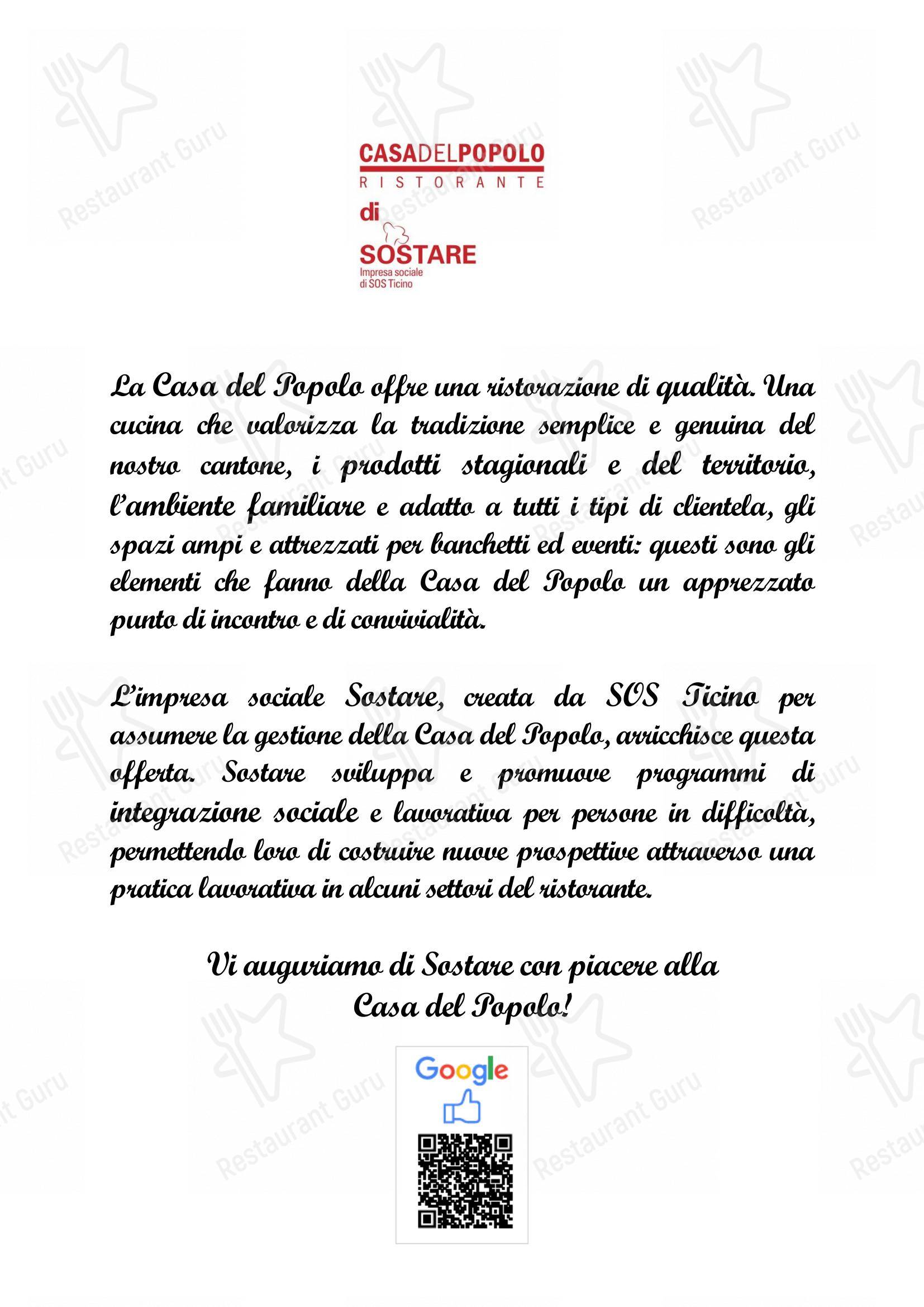 Menu di Ristorante Casa del Popolo - Menu