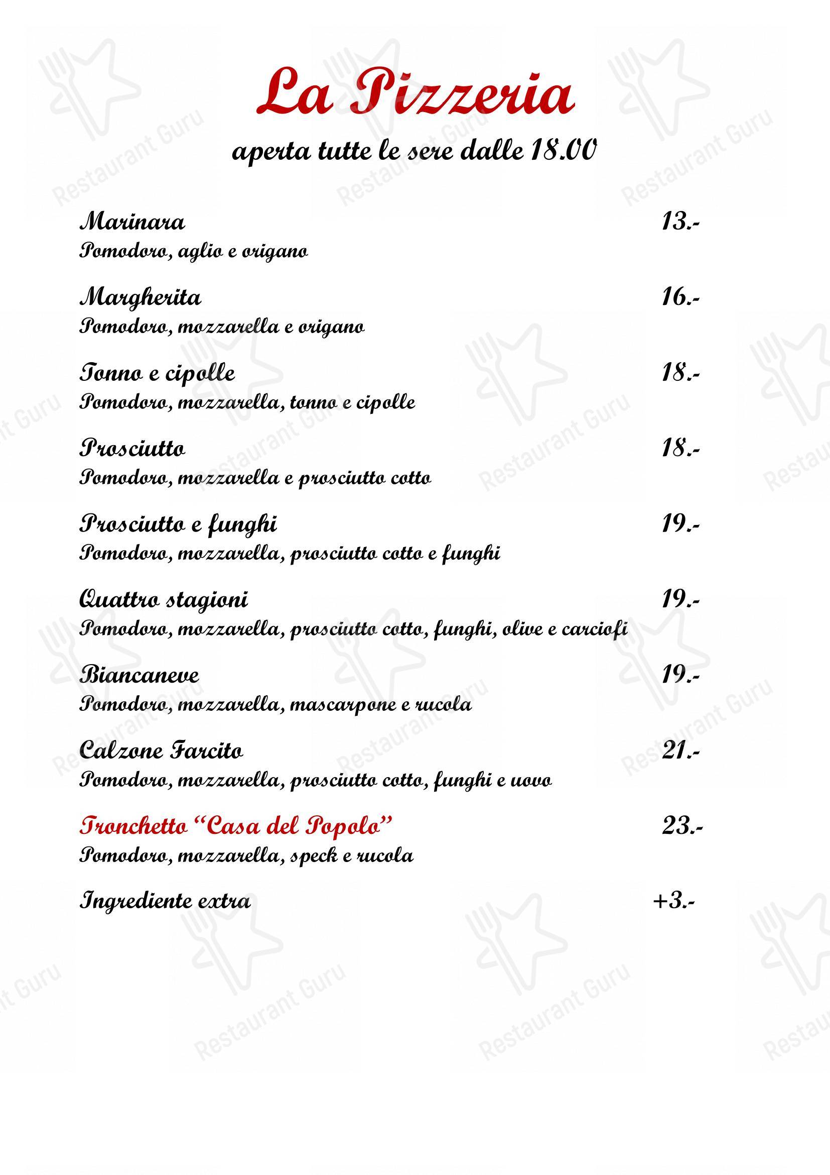 Menu di Ristorante Casa del Popolo - Menu bar