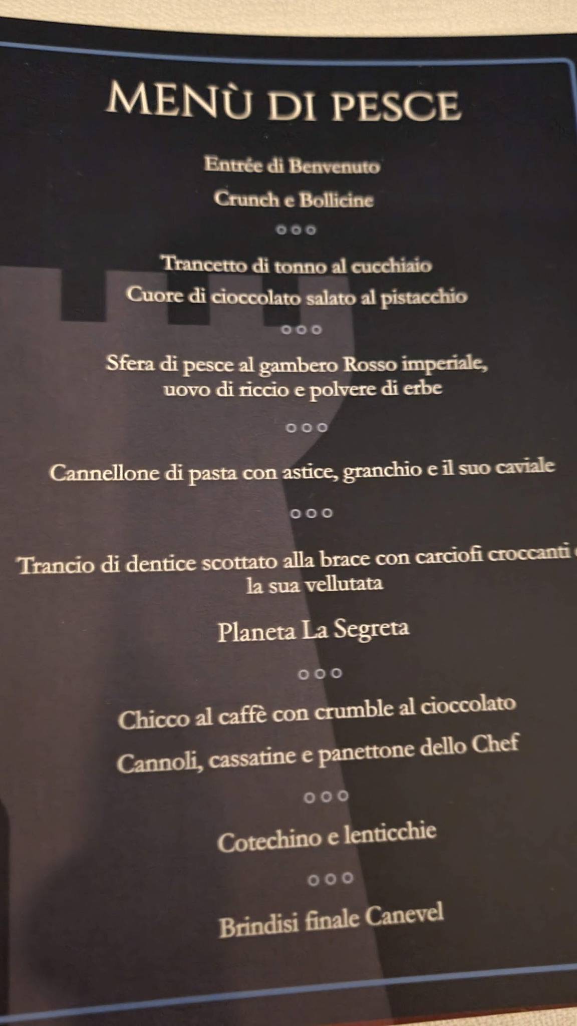 Menu di Ristorante Castello a Mare 