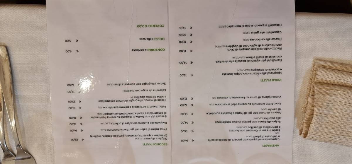 Menu di Ristorante Castello di Fossadalbero 