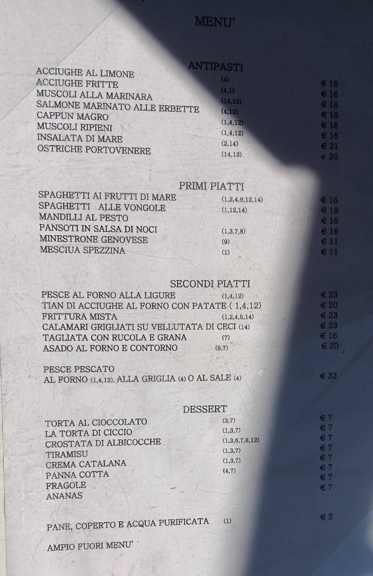Menu di Ristorante Clipper 