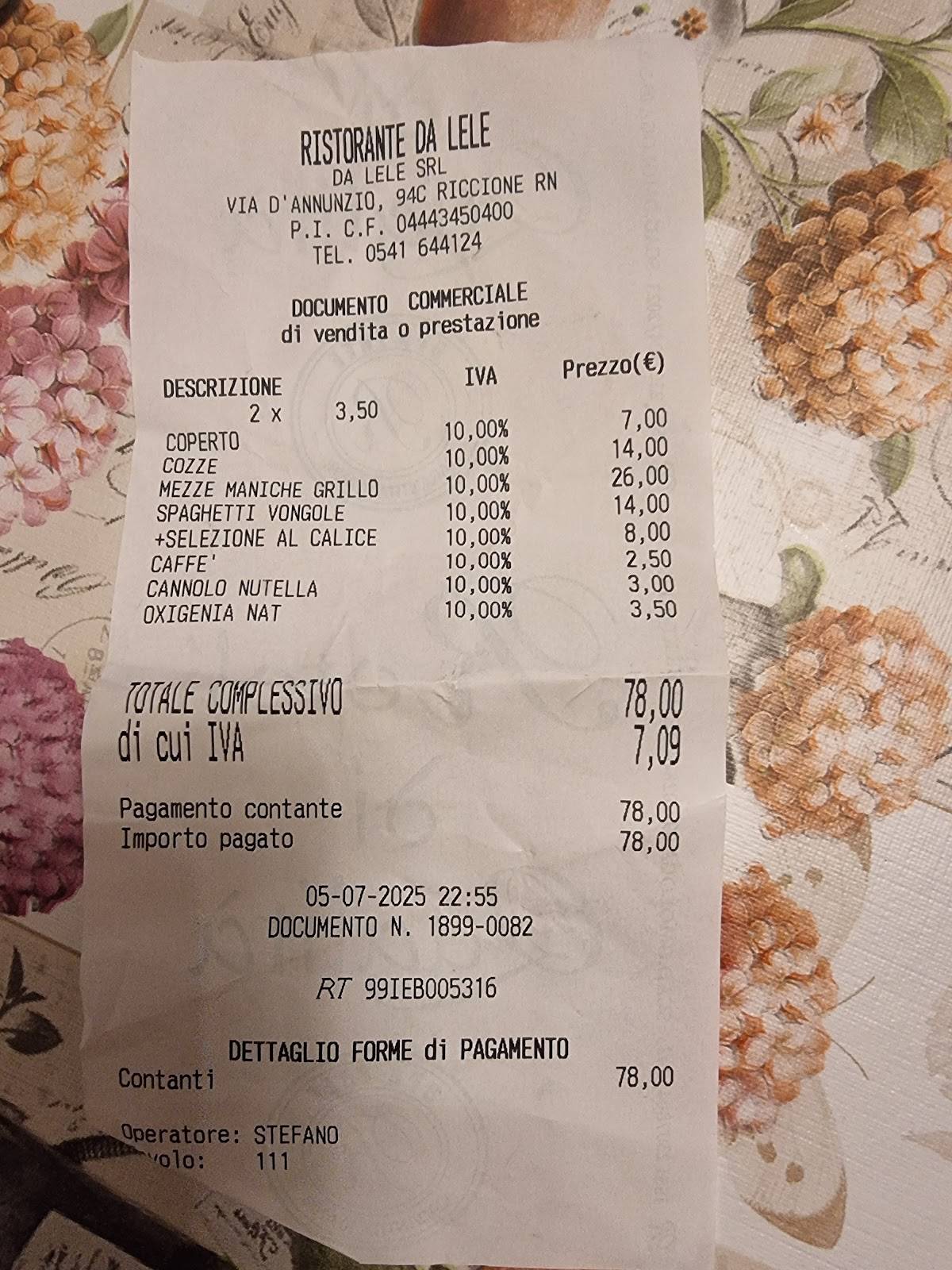 Menu di Ristorante Da Lele 