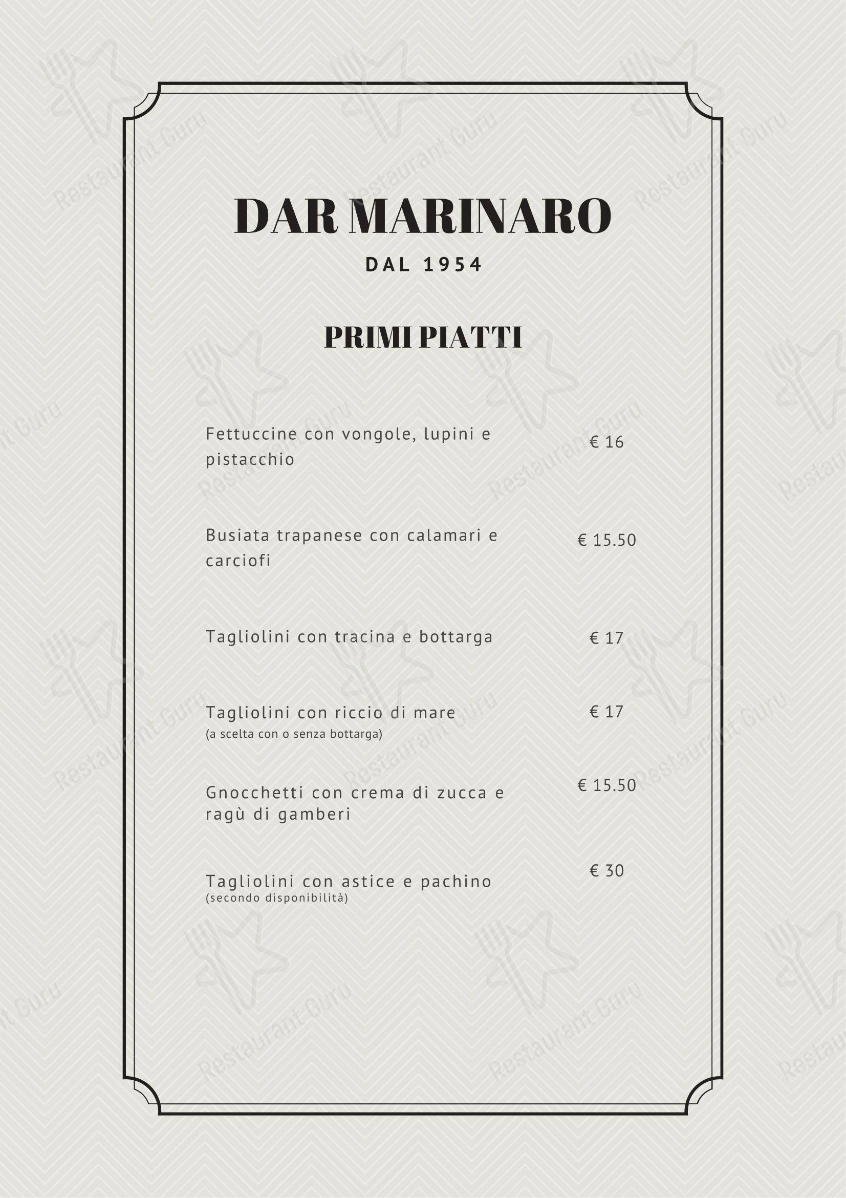 Menu di Ristorante Dar Marinaro - Menu