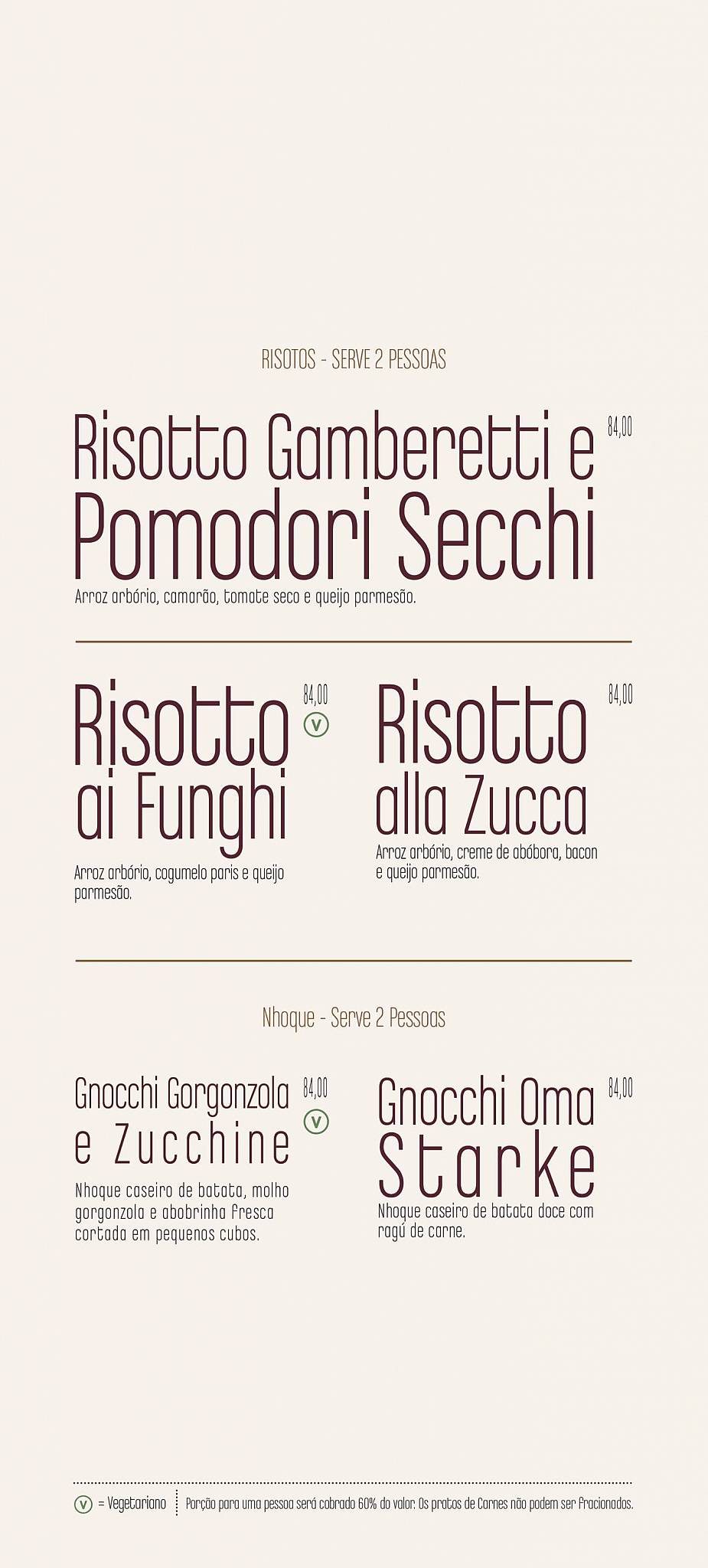 Restaurante Funiculì Funiculà em Blumenau cardápio