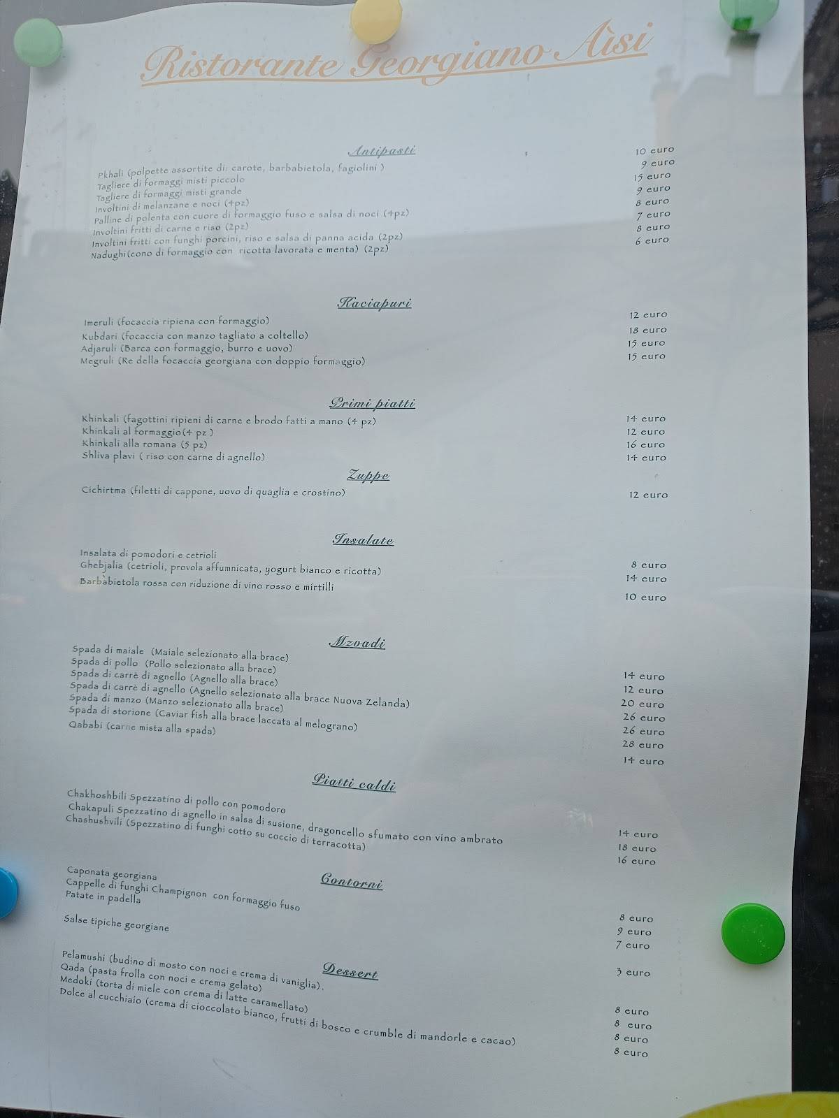 Menu di Ristorante Georgiano Aisi 