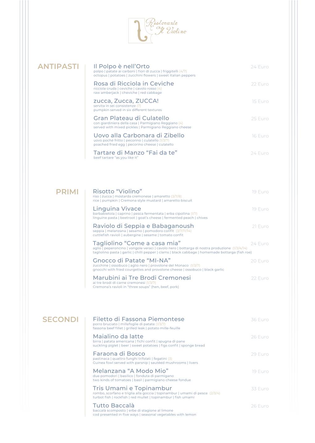 Menu di Ristorante Il Violino 
