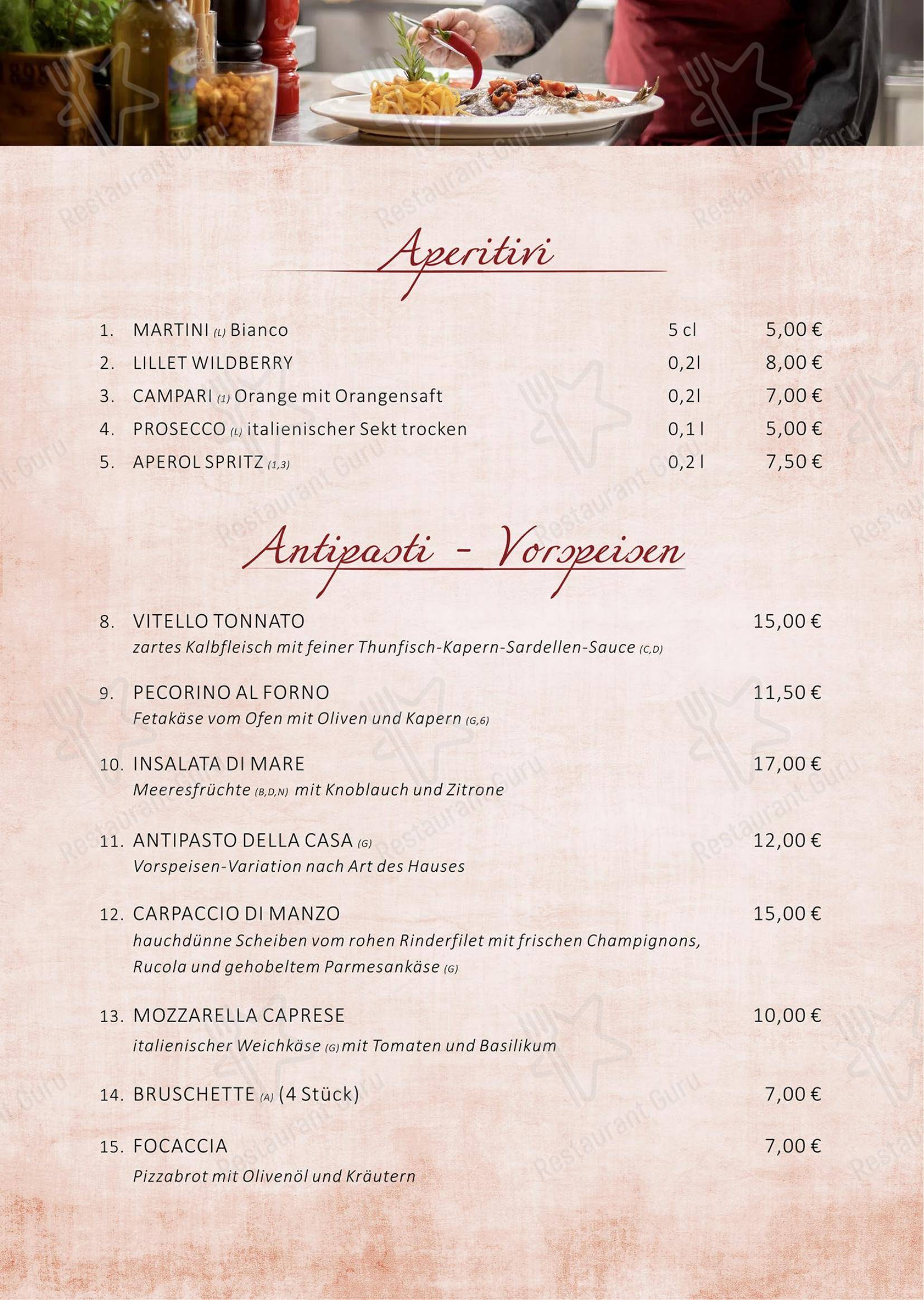 Menu pour Ristorante Incontri dans Spremberg