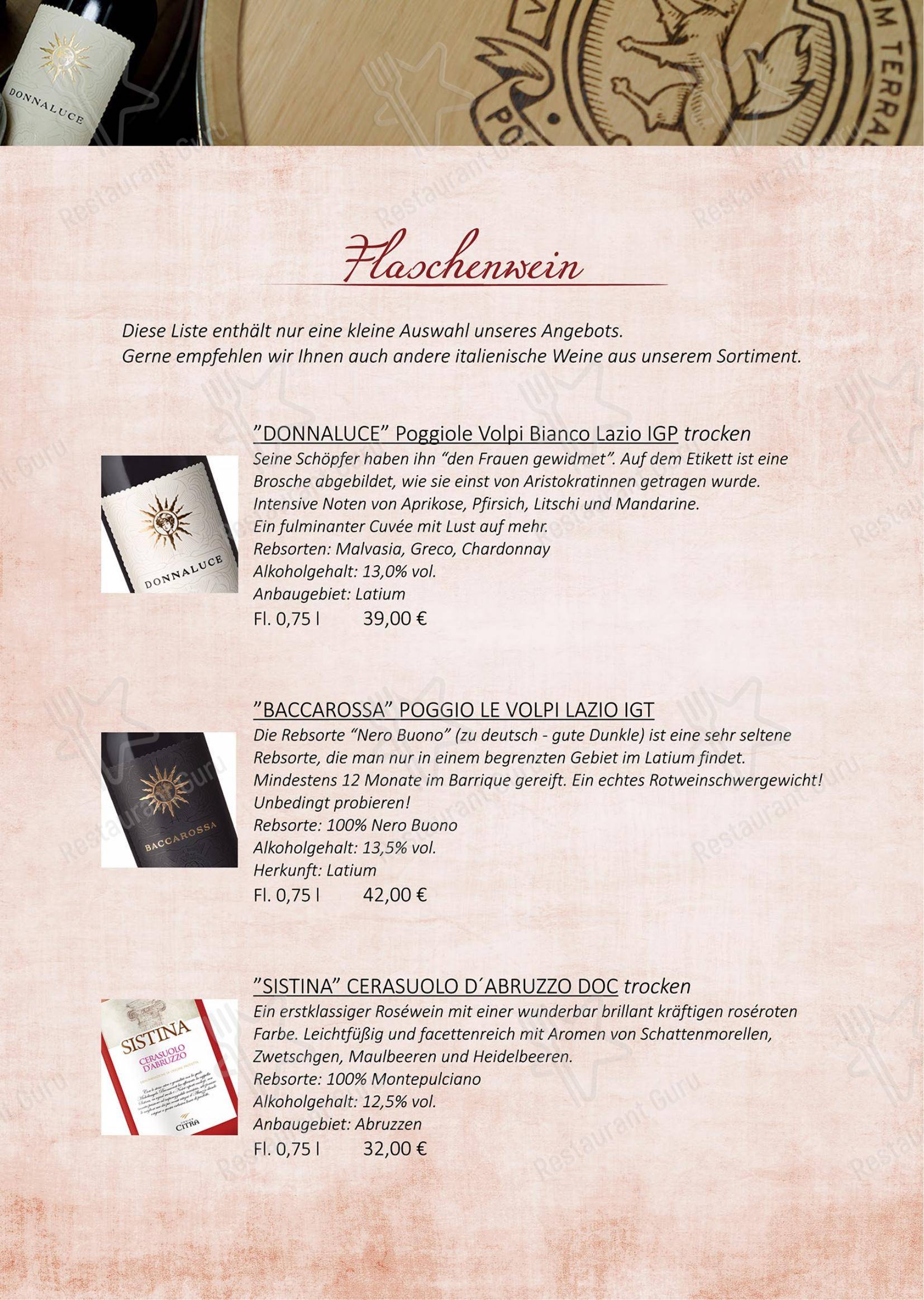 Menu pour Ristorante Incontri dans Spremberg