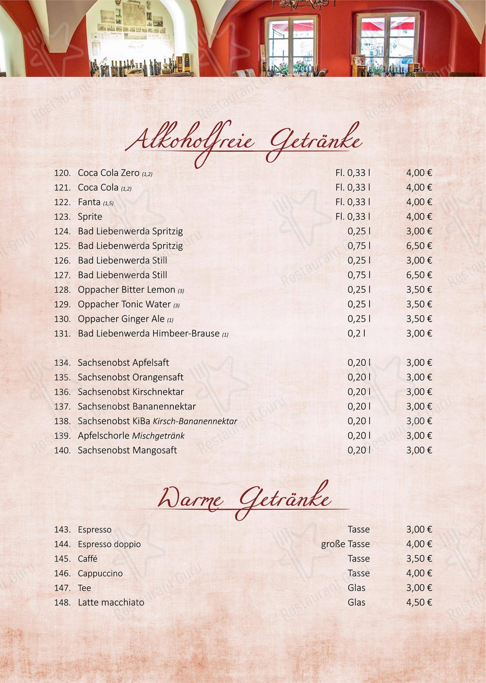Ristorante Incontri dans Spremberg - Menu