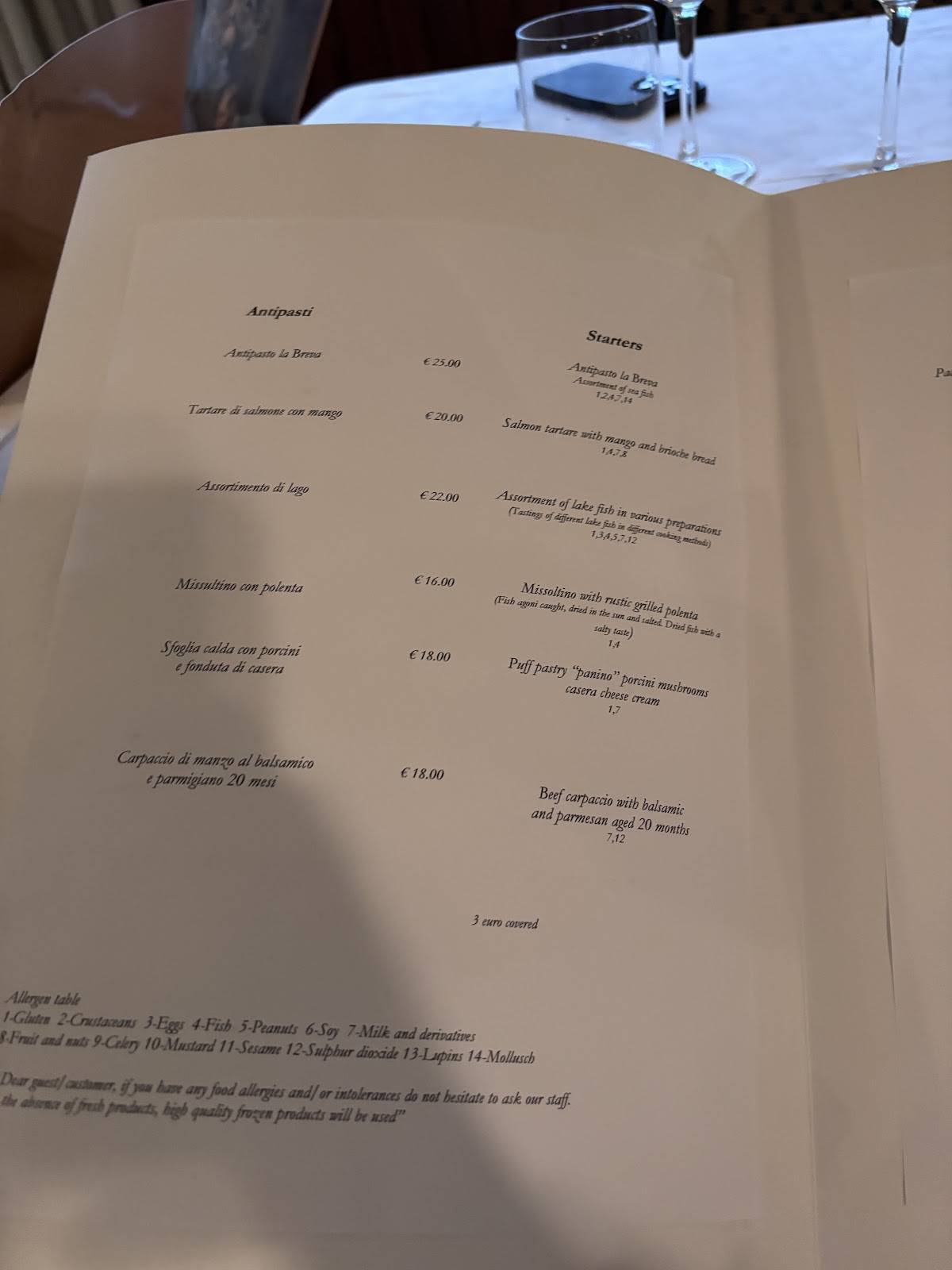 Menu di Ristorante La Breva 