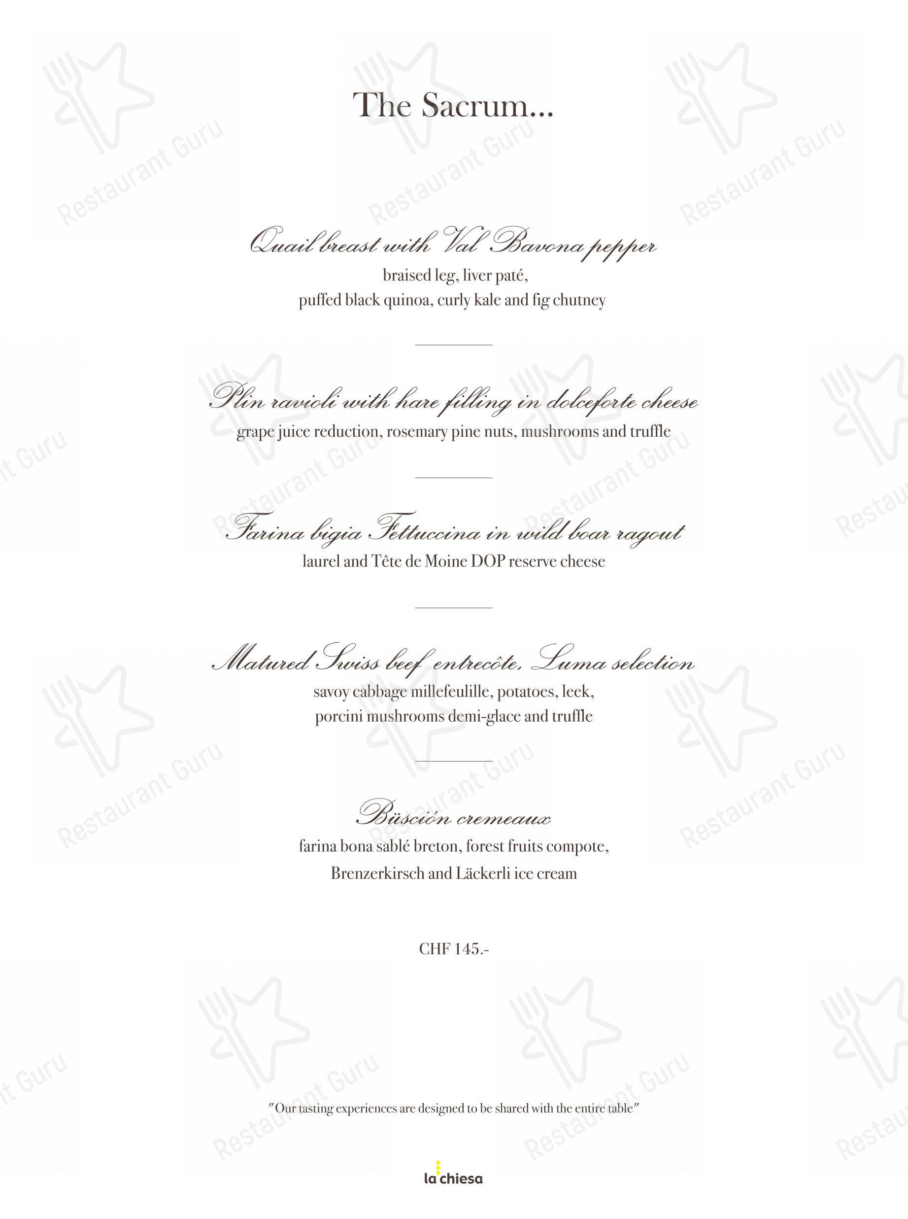 Ristorante La Chiesa in Locarno - Menu