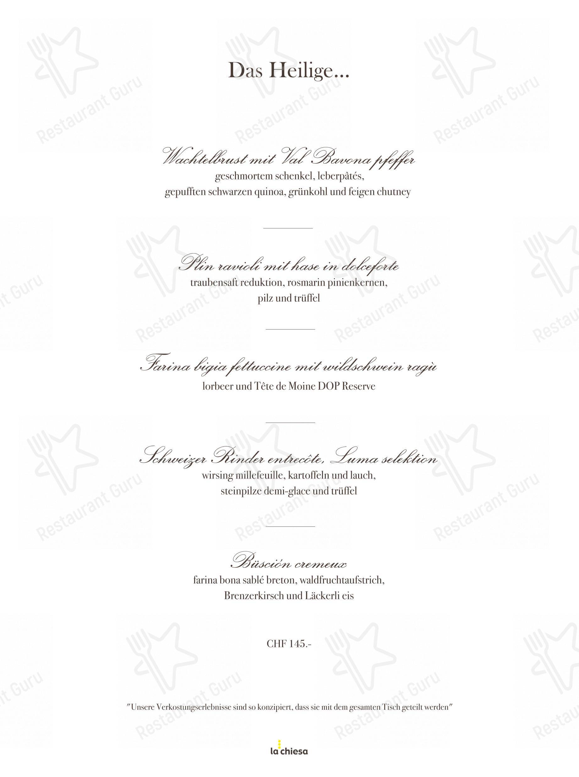 Menu per Ristorante La Chiesa ristorante