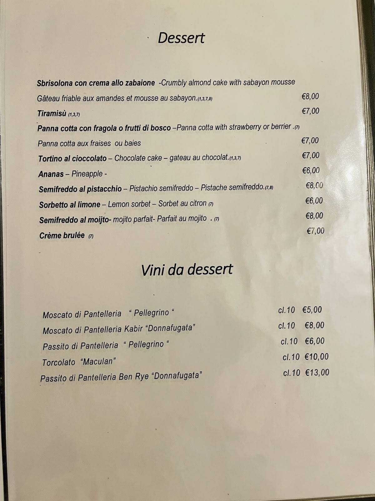 Menu di Ristorante La Greppia Parma 