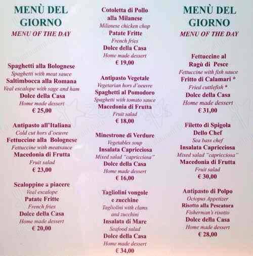 Menu de Ristorante Massenzio Ai Fori