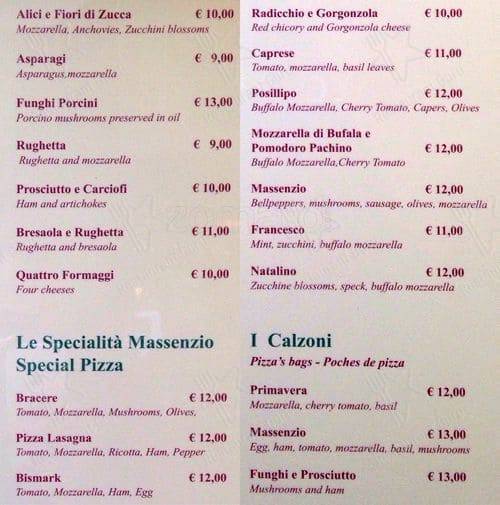 Menu de Ristorante Massenzio Ai Fori