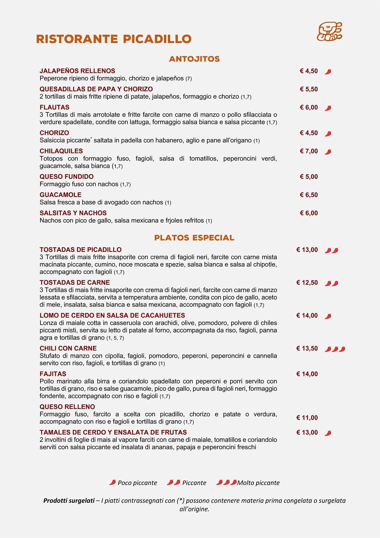 Menu di Ristorante Messicano Picadillo 