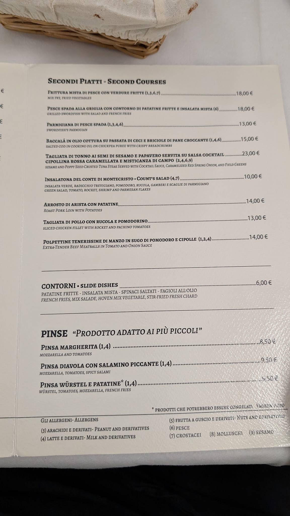 Menu di Ristorante Montecristo 