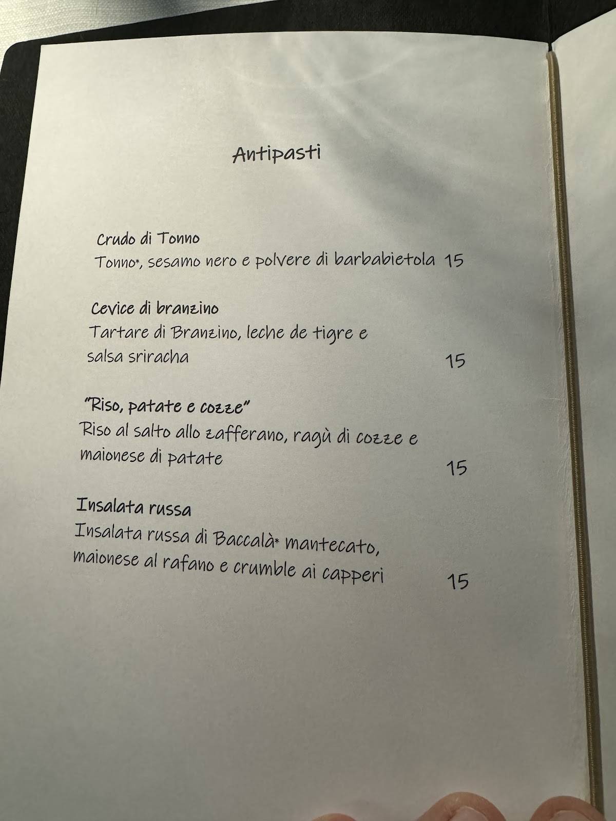 Menu di Ristorante Olivia in Rosa 