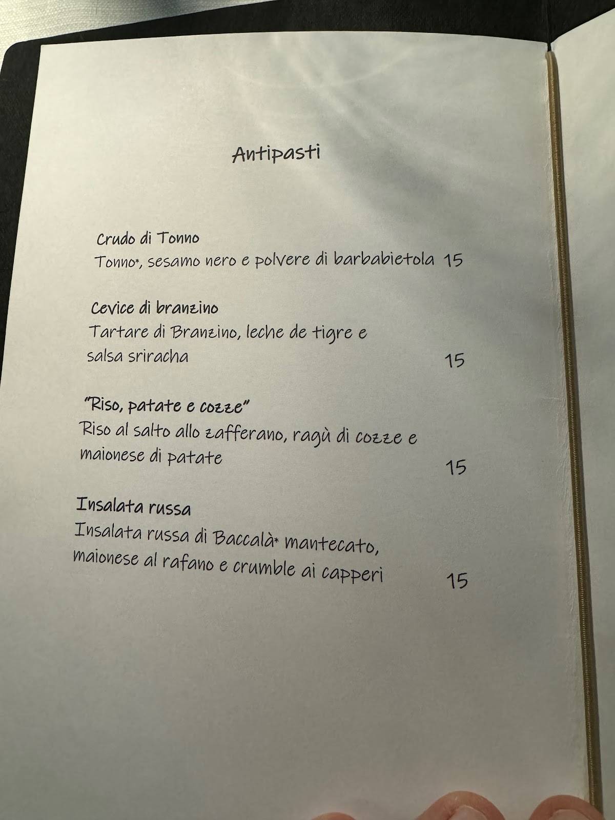 Menu di Ristorante Olivia in Rosa 