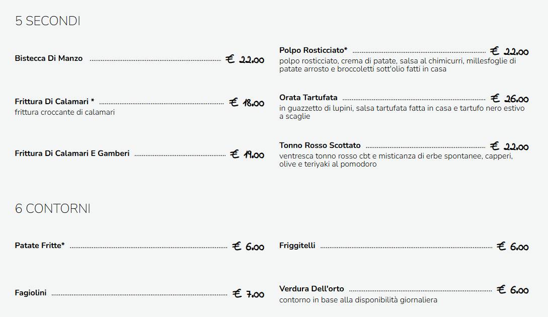 Menu di Papeete Beach - Ristorante e bar Ladispoli 